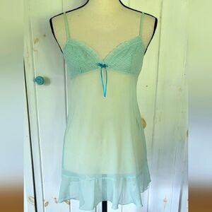 Victoria's Secret Y2K Green Sheer Babydoll Chemise Lingerie